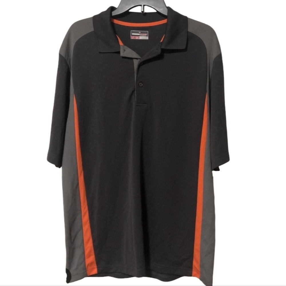 Grand Slam Mens Performance  Polo Shirt in Black and Orange Size 3XLT